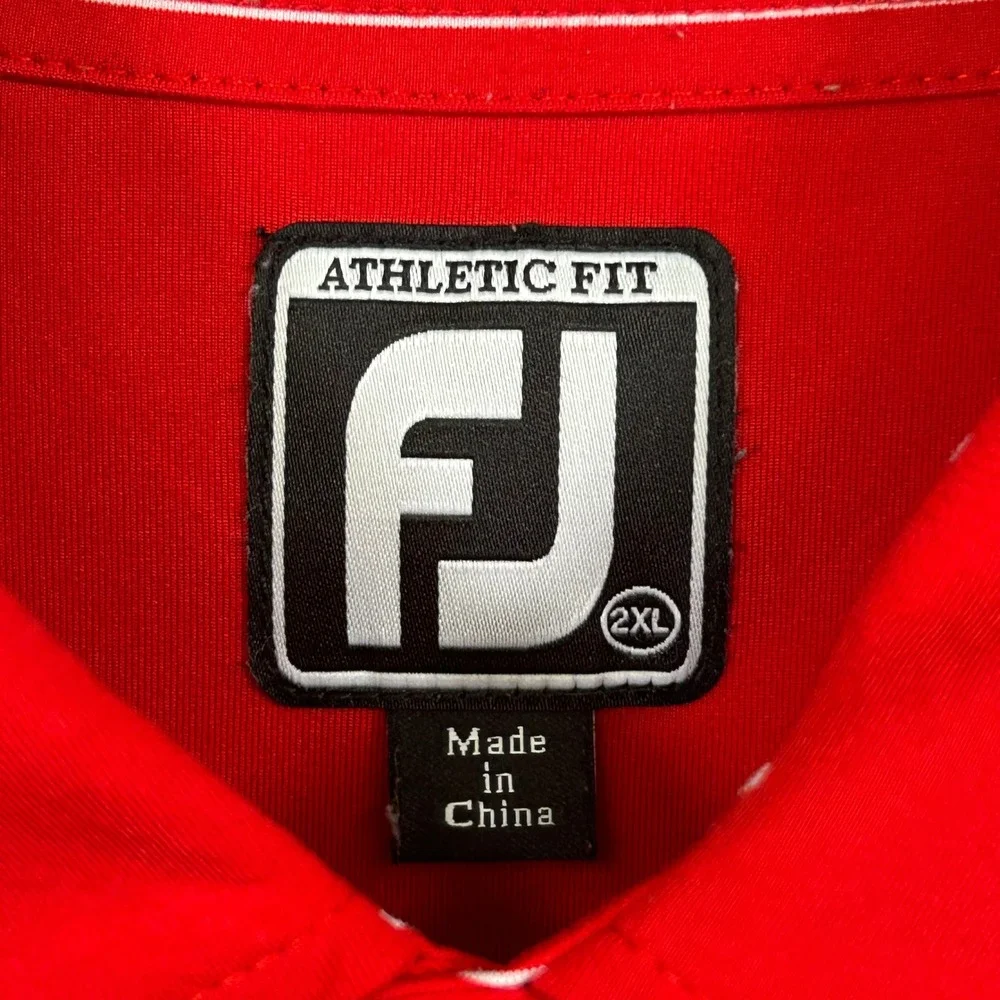 FootJoy FJ Athletic Fit Golf Polo Shirt Mens 2XL Red Striped Performance Stretch